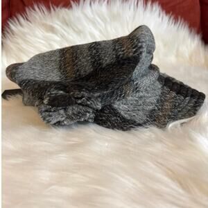 La Fenice Gray Plaid Wool Blend Newsboy, Handmade Italy, NWT